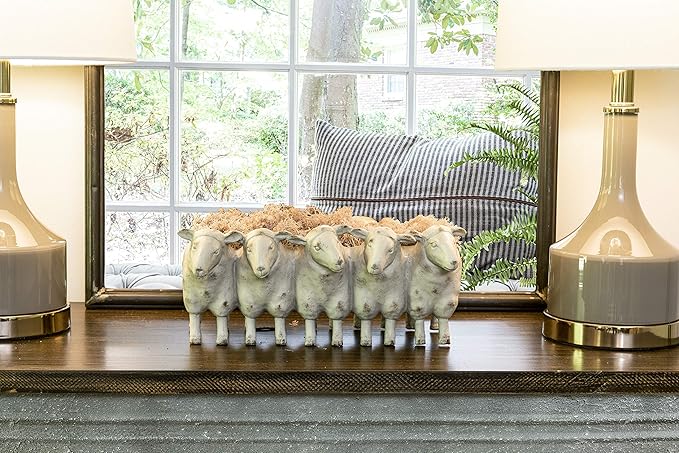 Creative Co-Op Farmhouse Resin Sheep Planter, White, EC0260