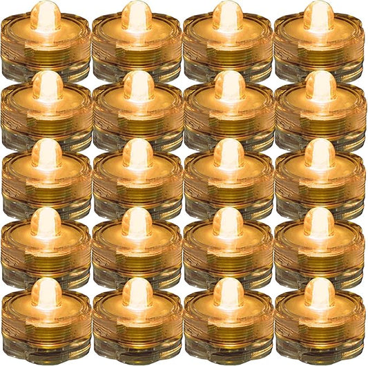 Super Bright LED Floral Tea Light Submersible Lights for Party Wedding (Amber, 60 Pack)