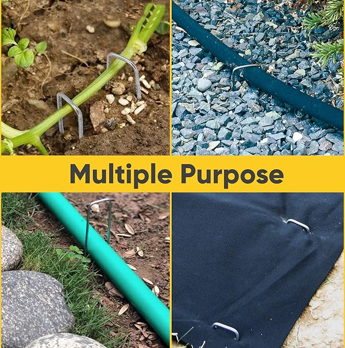 USA Made 100 Pack Landscape Staples 6 inch 11 Gauge Garden Stakes Galvanized Landscape Fabric Pins | Metal Stakes for Ground Cover Holding Fence Christmas Decorations Irrigation Tubing