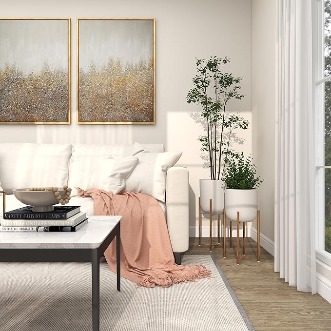 CosmoLiving by Cosmopolitan Metal Indoor Outdoor Planter Dome Large Planter Pot with Removable Stand, Set of 2 Planters 20", 22"H, White