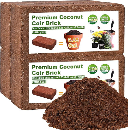 Organic Coco Coir 4 Pcs Compressed Coconut Coir Bricks Coconut Fiber Husk Substrate Mulch Coconut Bark Core Growing Medium Peat Moss Soil High Nutrition for Plants Gardening Seed Starting Soil Mix