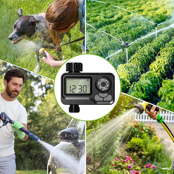 BN-LINK Sprinkler Timer Outdoor, Programmable Water Timer with Rain Delay, Automatic Irrigation System for Lawns & Garden Hoses - Waterproof Manual Controller with Large LCD Display, 1 Outlet