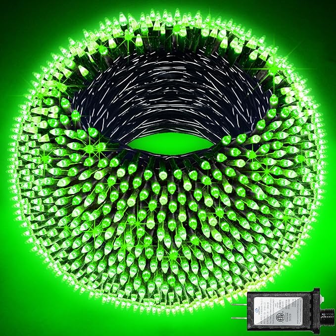750 LED Outdoor Christmas Lights Decorations, 246ft Green Wire LED Christmas String Lights with Timer Memory, Twinkle Lighs for Indoor Outdoor Xmas Party Christmas Tree Wedding Garden Patio Green
