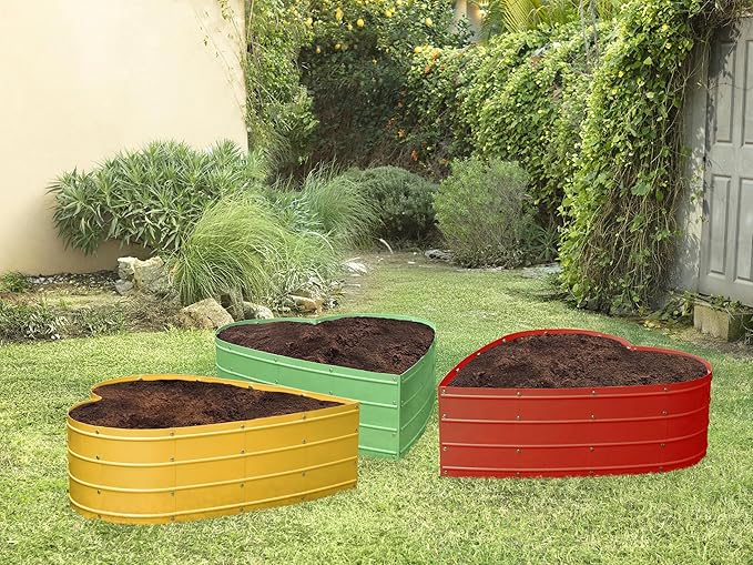 Galvanized Raised Garden Beds Outdoor // Planter Raised Beds for Gardening, Vegetables, Flowers // Large Metal Garden Box (Red) // Tool-Free Assembly
