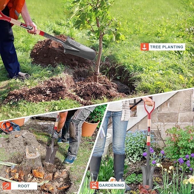 Digging Spade Shovel Drain Spade Square Point Shovel Transplanting Spade Trenching Shovel, 44 inches
