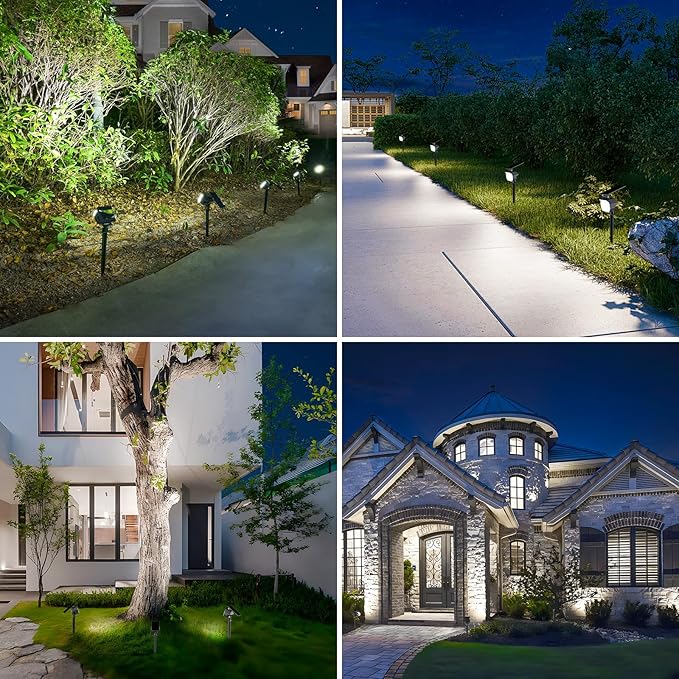 NIORSUN Solar Spot Lights Outdoor,23 LEDs Landscape Lighting with Auto On/Off and 3 Lighting Modes, IP67 Waterproof Spotlights,Outdoor Solar Lights for Yard Garden,8 Pack(Cool White)