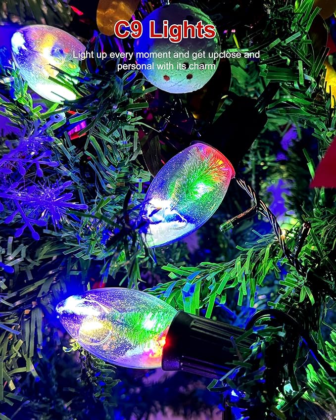 VCOKEN Christmas Pathway Lights Outdoor, 24.5FT Connectable C9 Christmas Walkway Lights with 20 LED and Stakes, Multicolored Waterproof C9 Christmas Lights Outdoor Decorations for Lawn Yard Sidewalk