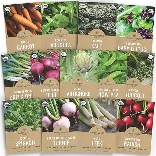 Organic Cool Weather Spring & Fall Seeds Variety Pack - 13 Individual Packs - 2025 Season - Carrots, Beets, Spinach, Broccoli and More! for Indoor & Outdoor Planting (Non-GMO, Certified Organic)