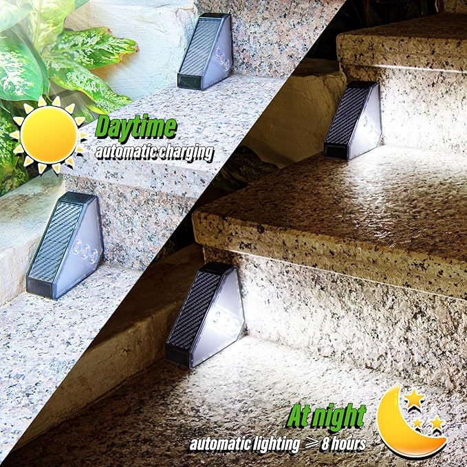 JSOT Solar Step Stair Lights Outdoor Waterproof for Yard Lighting Decor, 14 Pack Solar Powered Deck Fence Lights Outside, Solar Garden Lights for Backyard, Front Porch Step, Balcony, Wall, Patio