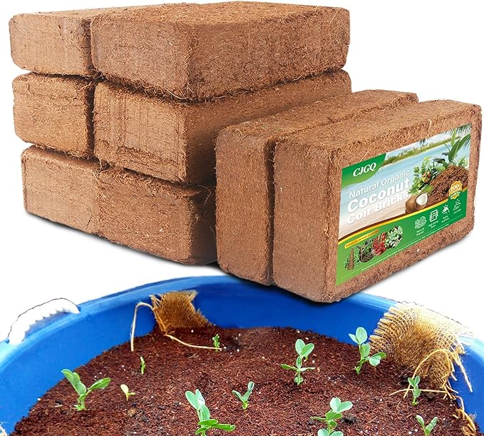 Coco Coir for Plant- 8 Pack Coco Coir Brick- 24 Gallons Coconut Soil with Low EC & PH Balance-Coco Fiber for Herbs& Flowers- High Expansion-Renewable Coco Soil for Planting