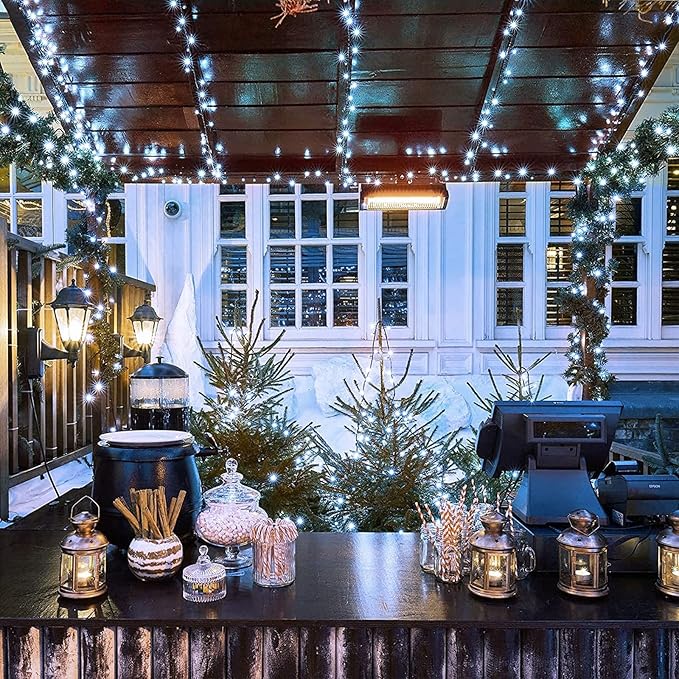 JMEXSUSS 2 Pack Solar String Lights Outdoor Waterproof, Total 400 LED 151FT Solar Christmas Lights Outdoor, 8 Modes White Solar Light for Outside Yard Patio Tree Garden Christmas Decorations