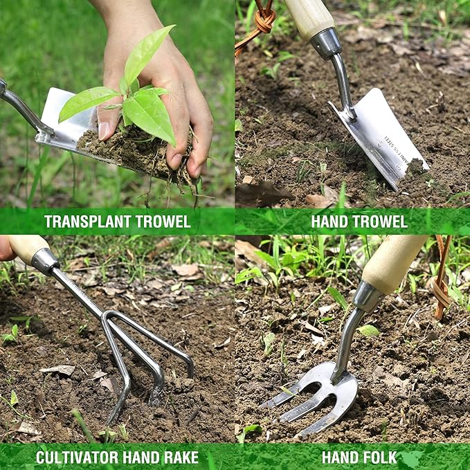 WORKPRO W005010WE 4 Piece Garden Tool Set – Heavy-Duty Stainless Steel, Includes 4 Hand Tools (1 Kit)