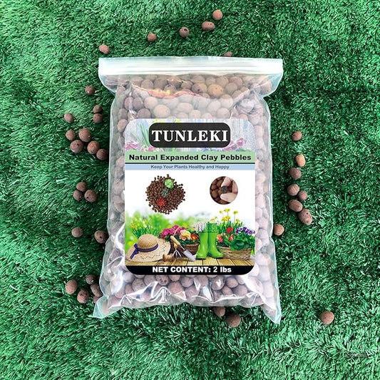 2Lbs Leca Expanded Clay Pebbles, 8-16mm Expanded Clay Aggregate, Natural Clay Pebbles for Hydroponic & Aquaponics Growing, Orchid Potting Mix, Hydroponics Supplies for Indoor Garden Plants