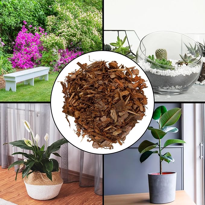 100% Natural Pine Bark Mulch Nuggets (30 Quarts), Small Mulch Chips for Indoor/Outdoor Container Gardening, Ideal for Soil Supplement, Houseplant Mulch, and Terrariums