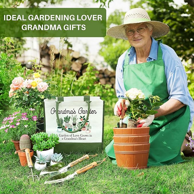 LEJIAJINW Gifts for Grandma Mothers Day Grandmother Gardening Gifts for Women Granny Gigi Nana Granny Birthday Gift, Gardening Hand Tools Set, from Grandkids Grandchildren