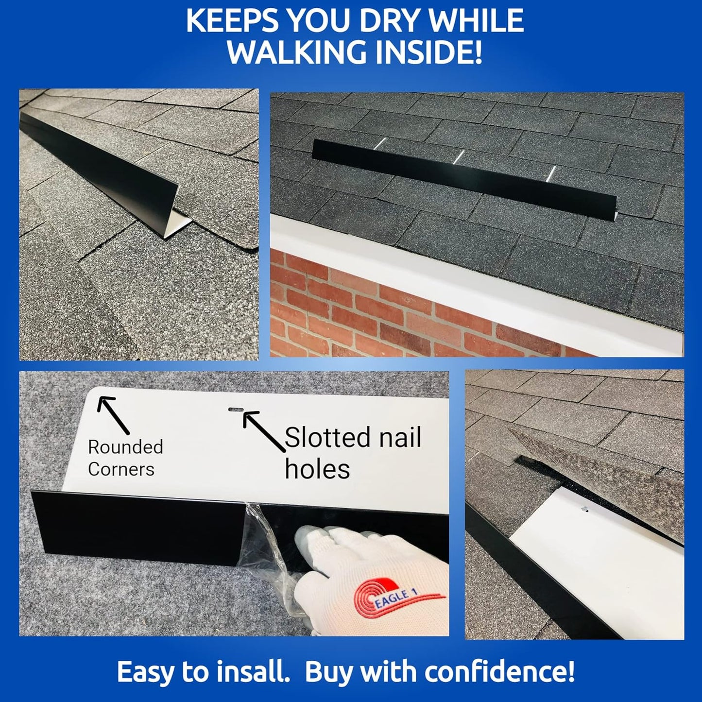 Eagle 1-26 Gauge 5 Foot Rain Diverter - Nails and Instructions Included (Mill Finish Aluminum, Copper, Galvanized, Stainless Steel & More) (1, Burgundy)