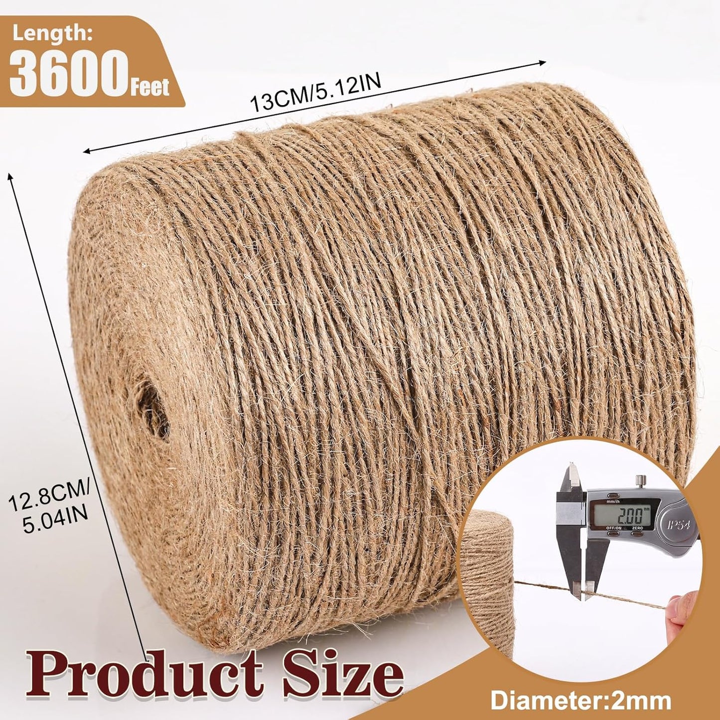 XSEINO 3600 Feet Natural Jute Twine Strong Garden Twine Rope for Arts Crafts Gift Wrapping Gardening Tomato Climbing Plant Tie Floristry Packing Decor