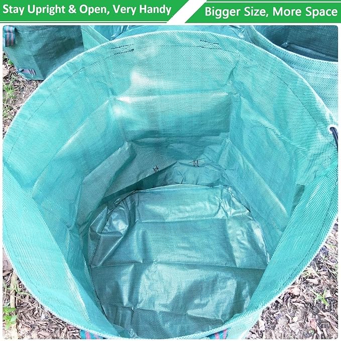 Professional 2-Pack 106 Gallon Yard Lawn Garden Bags Large (D31, H31 inches) Yard Waste Bags with Gardening Gloves, Big Leaf Bag,Debris Bag,Patio Waste Bag,Lawn Grass Bag,Garden Trash Bag W/ 4 Handles