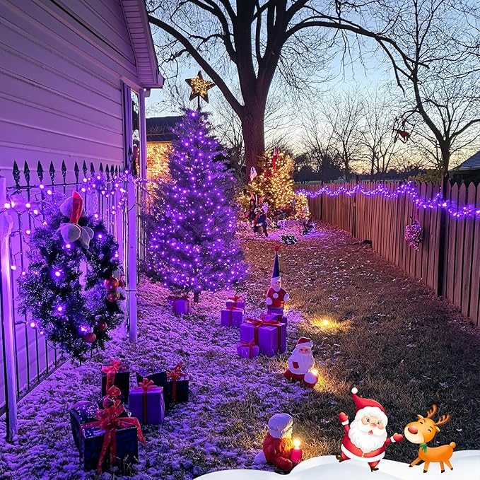 JMEXSUSS 250 LED Halloween String Lights, 91.5ft Purple Halloween Lights Outdoor Waterproof, 8 Lighting Modes Connectable Christmas Tree Lights for Yard Patio Party Holiday Decorations