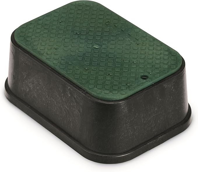 Rain Bird CPVBSTDEXT Professional Series 6" Extension Rectangular Sprinkler Valve Box, Black with Green Lid, 19" High