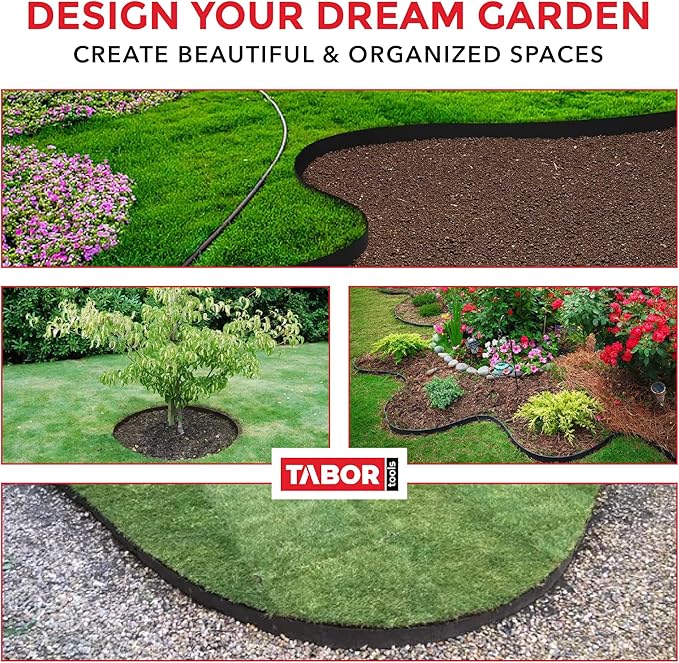 TABOR TOOLS 60 Ft Terrace Board, 5 Inch High, 0.1" Inch Thickness, Landscape Edging Coil, Grass Barrier, Bender Board, Garden Liner, ES32. (Black)