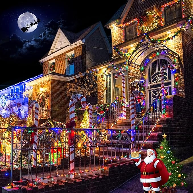 2 Pack Solar Powered Christmas Lights, 75.5ft 200 LED Multicolor Christmas Tree Lights, 8 Modes Solar String Lights Outdoor Waterproof for Garden Wedding Party Halloween Xmas Decoration