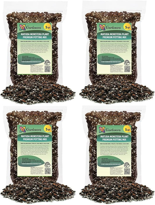 Monstera Siltepecana Matuda Soil Mix - Trusted by Experts for Strong and Healthy Plants - 20 Quart (4 Bags of 5 Quart)