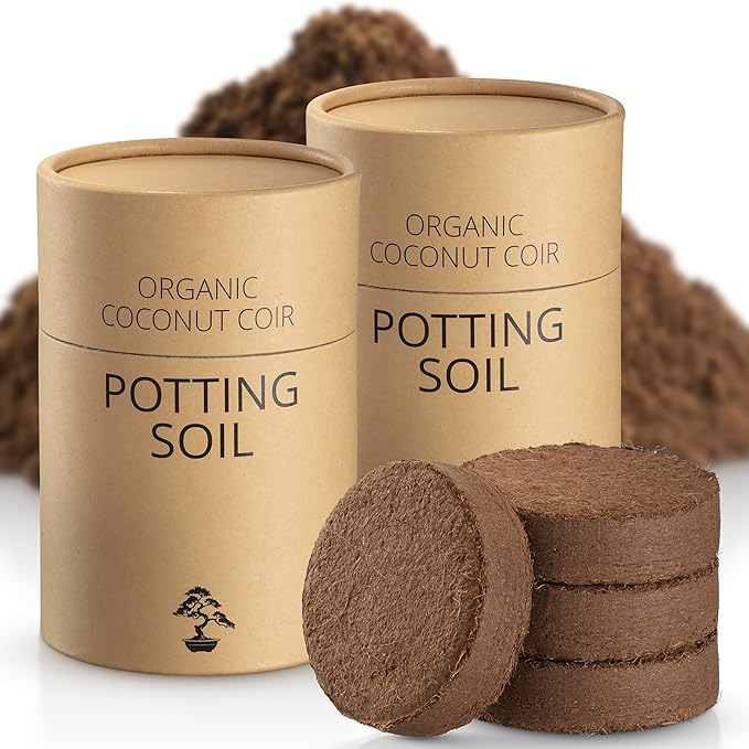 Coconut Coir Potting Soil for Indoor Plants - Expands to 5 Quart (11 lb) | Perfect for General Houseplants, Herbs, and Bonsai Trees - Expands with Water