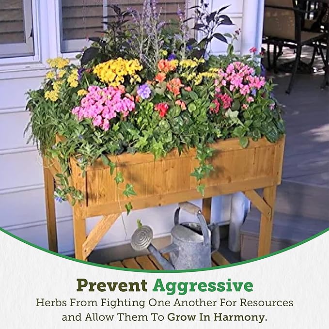 VegTrug 8 Pocket Herb Garden, Wooden Herb Planter with Herb Snips, Natural