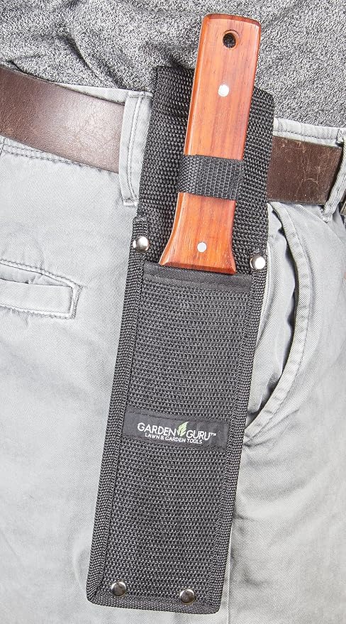 Garden Guru Hori Hori Garden Knife Deluxe Set for Weeding, Digging, Pruning, and Cultivating - Stainless Steel Full Tang Blade | Marks for Measuring Planting Depth | Nylon Sheath for Storage