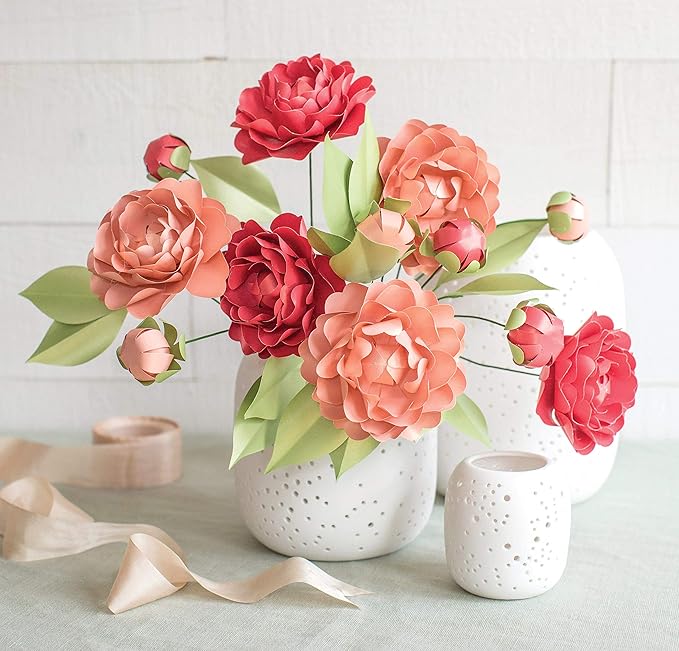 Lia Griffith Frosted Paper Blooms Camellia Flowers, 6" x 6.5", Colors May Vary 21 Count