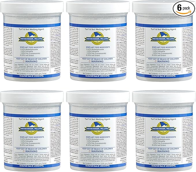 Underhill UHH20PEL H20 Maximizer Ultra Holding Wetting Agent Pellets Soil Surfactant for Lawn, Garden, Turf Grass, Golf Greens, 6 Tablets