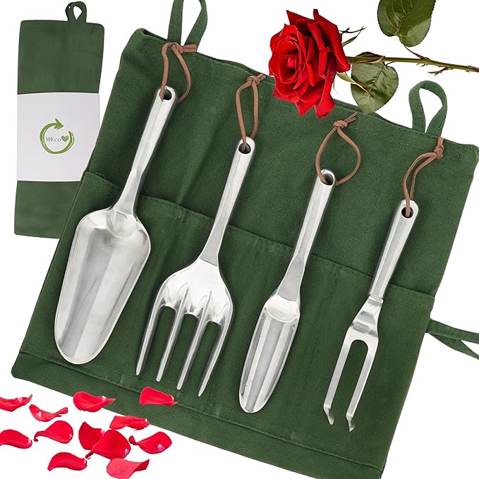 MiEco Gardening Hand Tools Set, Garden Hand Held Tools. Stylish Yard Tools Gardening Tool Kit. Unique Garden Tools Ideal Gifts for Gardeners.