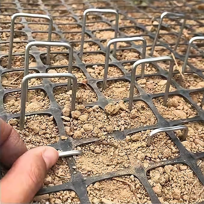 50pcs 6 Inch Garden Landscape Staples 11 Gauge Galvanized Lawn Stakes, Heavy Duty Sod Pins for Fences, Lawns, Weed Barriers, and Landscape Fabrics, Netting, Irrigation Hose, Floor Mats