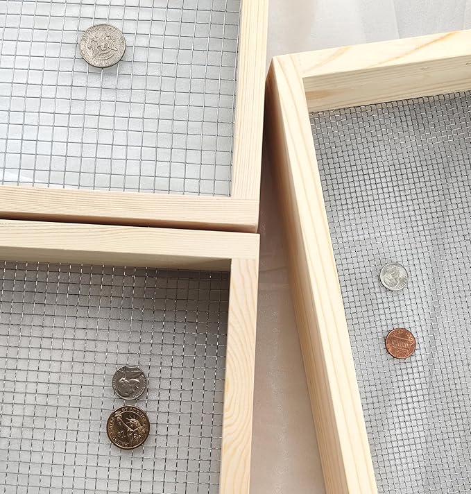 Wood Soil Sifter Metal Dirt Sifter Purpose Garden Sifter Rock Sifter Compost Sifter for Gardening ﻿ (3 Pcs Sifter)