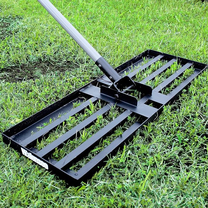 Walensee Lawn Leveling Rake, 7FT 30"x10" Levelawn Tool, Heavy Duty Effort Saving Lawn Level Tool, Steel Handle Lawn Leveler for Yard Garden Golf Course, Ease Level Soil Sand Dirt Surfaces