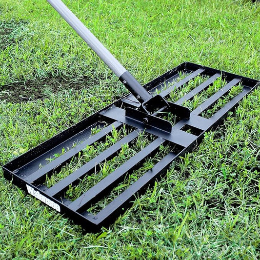 Walensee Lawn Leveling Rake, 7FT 30"x10" Levelawn Tool, Heavy Duty Effort Saving Lawn Level Tool, Steel Handle Lawn Leveler for Yard Garden Golf Course, Ease Level Soil Sand Dirt Surfaces