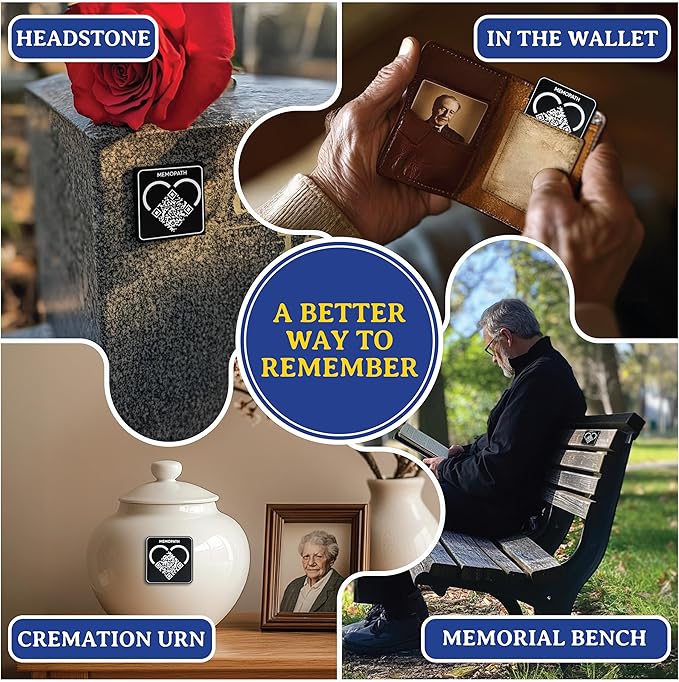 QR Memorial Plaque and Memorial Webpage - Cemetery Plaques for Grave, Cemetery Qr Code, Memorial Qr Code for Headstone, Memorial Plaques, Remember Tag, Memorial Gifts for Loss of Loved One