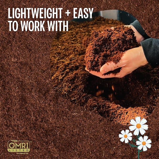 MagJo Naturals 100% Pure Coco Coir (Coco Peat) 11 Pound Block (5kg, OMRI Listed for Organic Gardening, Coconut Coir - Low EC and pH Balance - High Expansion Coco Fiber for Herbs, Flowers, Planting