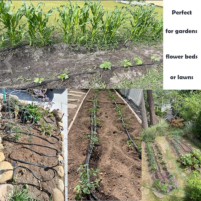 Garden Flat Soaker Hose 10 Ft for Garden Beds, Water Hose Linkable Irrigation System Lightweight and Easy Gardening Yard Work Watering Plants and Flowers