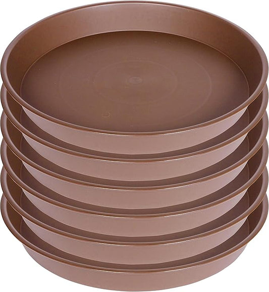 6 Pack of 8 inch Plant Saucer, Heavy Duty Plastic Plant Water Tray 8 inch Round, Pebble Tray, Flower Plant Saucers for Indoors No Holes, Plant Dishes Saucer for Planter 7"/8" (8", Chocolate)