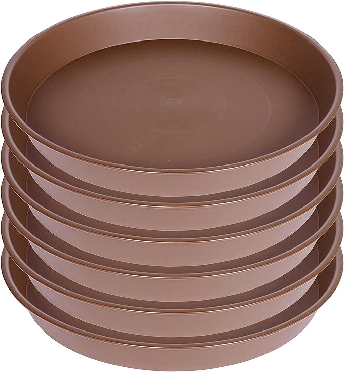 6 Pack of 12 inch Plant Saucer, Heavy Duty Plastic Plant Saucer 12 inch Round, Plant Tray for Pots, Flower Plant Saucers for Indoors, Plant Trays for Planter 10"/11"/12" (12", Chocolate)