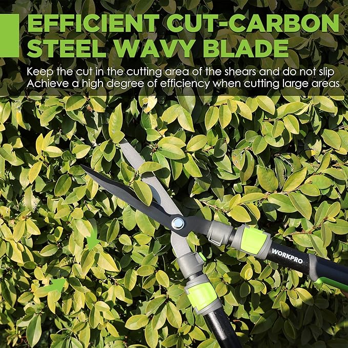 WORKPRO Extendable Hedge Shears, 25-33" Manual Hedge Clippers, Professional Bush Cutter, Gardening Pruners Scissors, Hedge Trimmers, Shears Gardening Tools for Pruning Borders & Shrubs