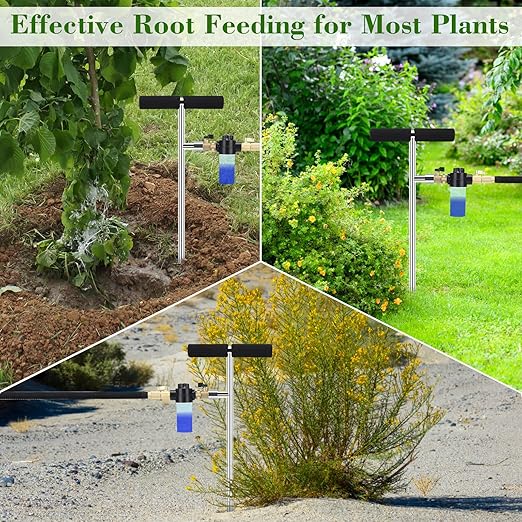 [Upgrade Design] Tree Watering Spike,Caulimo Deep Root Watering Tool Root Waterer Root Irrigator Tree Watering System Root Feed for Plants Trees Bushes Shrubs Made of Stainless Steel with Brass Valve