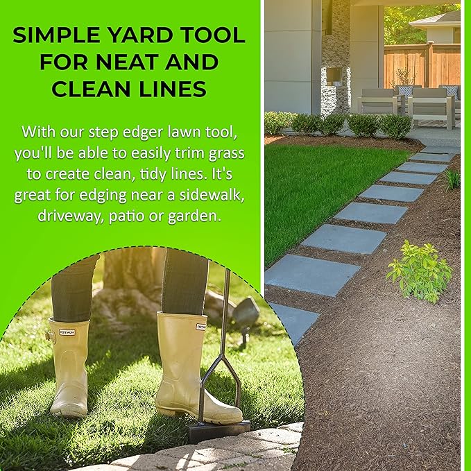 Yard Butler Step Edger - Handy & Durable Gardening Tool for Perfect Lines - Lawn Step Edger with Ergonomic Upright Design & Sturdy Blades