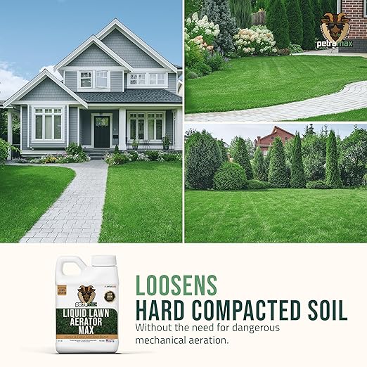 PetraMax Liquid Aeration for Lawn with Humic & Fulvic Acid Biostimulants, Liquid Aerator, Liquid Aerator, Soft Soil Liquid Aerator, Lawn Aeration, Soil Loosener, Soil Aerator, 10,000 sq ft (8 Oz)