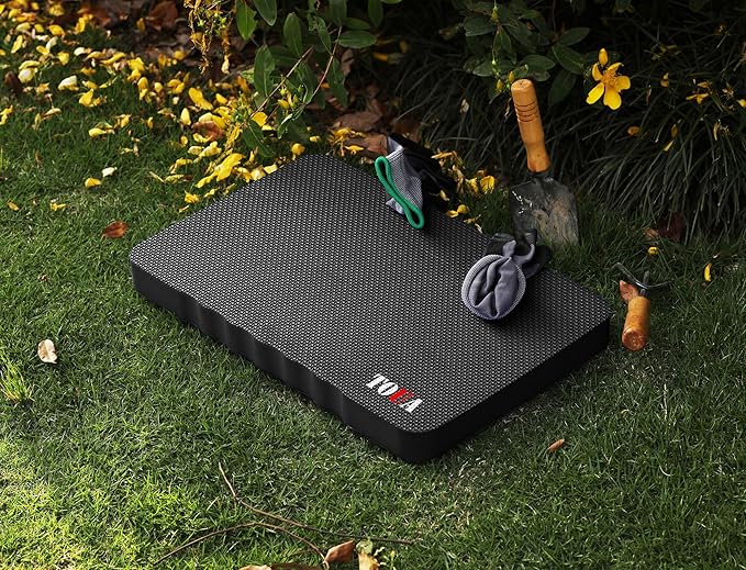 TOUA Kneeling Pad Thick Extra Large High Density Foam Kneeler Pad Mat for Gardening Yoga Exercise Bath (Black 2 Pack)