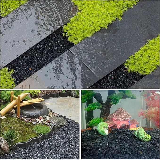 45LB Aquarium Gravel Black Rocks for Succulent,Cactus Bonsai DIY, Gravel for Terrarium, Fairy Gardening, Top Dressing （6mm-8mm）