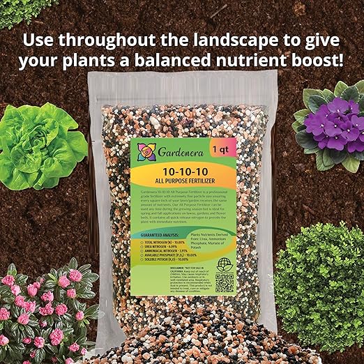 All-Purpose Planting and Growing Food 10-10-10 Fertilizer by Gardenera - 20 Quart - Boost Your Garden's Growth - (4 Bags of 5 Quart)