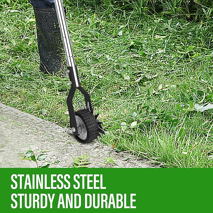 Wheel Rotary Edger, Adjustable Length Lawn Edger, Stainless Steel Edger Lawn Tool, Lawn Tool for Manual Edger, Rotary Edger for Sidewalks, Gardens, Driveways and Flower Bed Edging